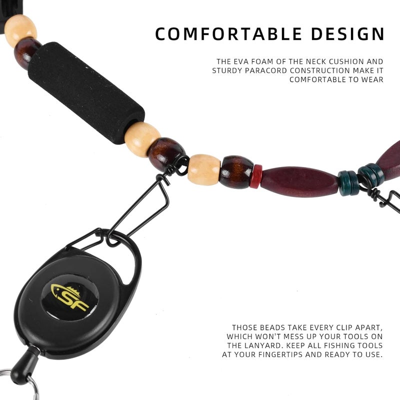 sf. Fly Fishing Lanyard Neck unload/Loaded Necklace Adjustable Tool Holder with Foam Neck Strapfor Include Tippet, Plier, Zinger Retractor, Nippers, Hook Sharpener, Fly Patch, Floatant Bottle Holder - Image 3